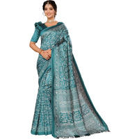 Yashika Women's Art Silk Printed with Tassels Unstitched Blouse Material Stylish Party Casual Wear Traditional Trendy Saree (AZ-YS-P1-RUPSA-Parent_Rama)