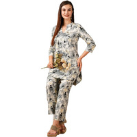 ANNI DESIGNER Women's Cotton Blend Printed Ethnic Co-ord Set (Tamar Grey-NW_M_Grey_Medium)