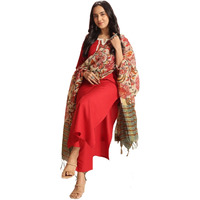 ANNI DESIGNER Women's Rayon Viscose Floral Straight Kurta with Pant & Dupatta (Dhar-CLRS-RB_Red_Small)