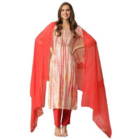 ANNI DESIGNER Women's Rayon Blend Straight Printed Kurta with Pant & Dupatta (Tiedye Red_XL_Red_X-Large)