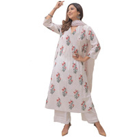 ANNI DESIGNER Women's Rayon Blend Anarkali Printed Kurta with Pant & Dupatta (Motwani White_XXL_White_XX-Large)