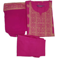ANNI DESIGNER Women's Cotton Straight Kurta with Pant & Dupatta (KPTD-COT-10132-Pink_3XL_Pink_XXX-Large)