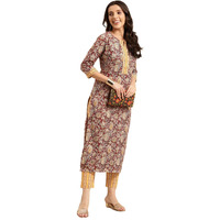 ANNI DESIGNER Women's Cotton Blend Printed Straight Kurta with Pant (Kalam Red_XXL_Red_XX-Large)