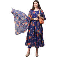 ANNI DESIGNER Women's Georgette Anarkali Printed Kurta with Pant & Dupatta (Atasi Blue-Nw02_S_Blue_Small)