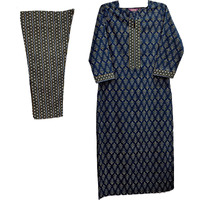 ANNI DESIGNER Women's Cotton Blend Printed Straight Kurta with Pant (Masa 20-Blue-GRT_XXL_Blue_XX-Large)