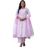 KLOSIA Women Embroidery Kurta and Pant Set with Dupatta (Medium) Peach
