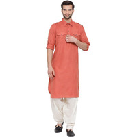VASTRAMAY Men's Blue Cotton Blend Pathani Kurta & Patiala Set_VASMPT003BUnPTYCR_46