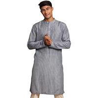 VASTRAMAY Men's Grey Cotton Blend Kurta-VASMK149_40