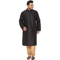 VASTRAMAY Plus Size Men's Silk Blend Kurta Set-New Black