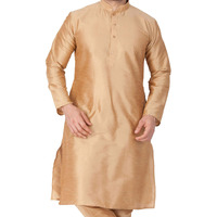 VASTRAMAY Plus Size Men's Silk Blend Kurta Set-New Rose Gold