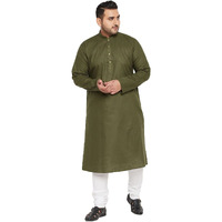 VASTRAMAY Plus Men's Mint Green And White Cotton Blend Kurta Pyjama Set_VPLUSMK007MInPCWH_52