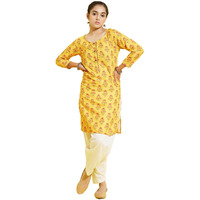 VASTRAMAY YUVA Girls' Mustard and Cream Kurta and Patiala Set_VYUVGK007ORnPTYCR_36M