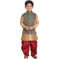 JBN Creation Boys Silk Blend Rose Gold and Black Kurta dhoti Jacket Set - Ethnic Elegance for Festivals_VASnBJ005BLnBUK001RGnCDMA_36