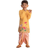 VASTRAMAY Boys' Yellow And White Kurta Pyjama Set_VASBK204YWnBDT017_18