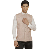 VASTRAMAY Men's Cotton Kurta I Self Design Jacket Regular Nehru Jacket I Fastive Party Wedding Neharu Jackets_VASMJ296BG_36