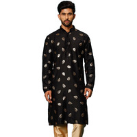 VASTRAMAY Regular Men's Black Cotton Blend Kurta (VASMK266BL_38