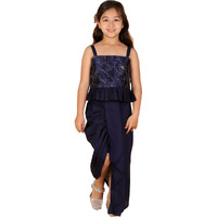 VASTRAMAY Girls' Navy Blue Lehenga Set (VASGLC003NB_Size_26_Navy Blue)