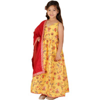 VASTRAMAY Girls' Yellow And Red Anarkali And Dupatta Set_VASGAK108YWnD_28