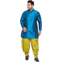VASTRAMAY Plus Men's Aqua Blue Silk Blend Kurta (VPLUSMK001AQ_44)