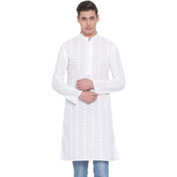 VASTRAMAY Mens Pure Cotton White Kurta - Elegance for Festivals & Events_VASMK094WH_36