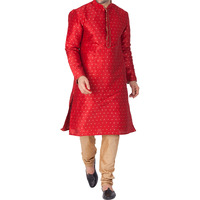 VASTRAMAY VM Mens Silk Blend Maroon Kurta Pyjama Set - Classic Ethnic Attire for Timeless Style and Cultural Celebrations_VASMK023MAnPRG_46