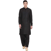 VASTRAMAY Men's Black Cotton Blend Kurta Pyjama Set_VASMK096BLnP_36