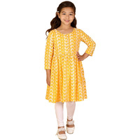VASTRAMAY Girls' Handcrafted Chikankari Kurta & Churidar Set  Pure Cotton, Gathered Waist & Button Closure