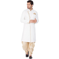 VASTRAMAY VM Mens Cotton Blend White Sherwani Patiala Dhoti Set - Regal Ethnic Ensemble for Weddings and Festivals_VASMSW123nCDGO_46