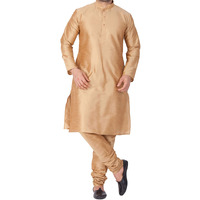 VASTRAMAY VM Mens Silk Blend Rose Gold Kurta Pyjama Set - Classic Ethnic Attire for Timeless Style and Cultural Celebrations_VASMKRG001nPRG_36