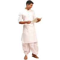 VASTRAMAY Men's Purple and White Cotton Blend Kurta And Dhoti Set || Elegance for Holi & Eid Celebration_VASMK007WHnDT015WH_38