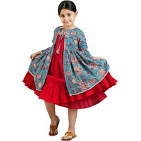 VASTRAMAY Girls Knee Length Red And Blue Anarkali_VASGAK024RD_26 Dress