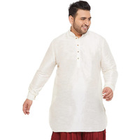 VASTRAMAY Plus Men's Cream Silk Blend Kurta (VPLUSMUK001CR_44)