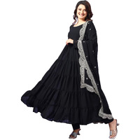 Wedani Georgette Sequins Work Anarkali Kurta Set for Women (in, Alpha, 2XL, Regular, Black)