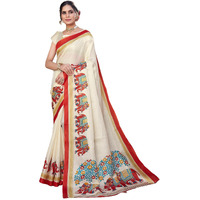 Yashika Women's Art Silk Saree Printed Saree With Unstitched Blouse Material - Suitable For All Indian Occasions and Festivals (AZ-YS-OG-KALAMKARI 11 RED)