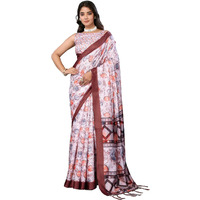 Yashika Women's Digital Print Art Silk Cotton Saree with Tassels and Golden Border - Lightweight and Elegant Ethnic Wear for Festive and Casual Occasions (AZ-YS-P1-PUSHPA 05)