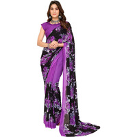 Yashika Women's Woven Latest Georgette Saree with Unstitched Blouse Material-Suitable for Party, Festival and Wedding (AZ-YS-P1-FLORAL-ZEEL-Parent_Violet)