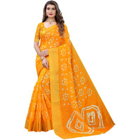 Yashika Women's Printed Linen Zari Saree With Blouse PieceRADHIKA ORANGE_Free Size