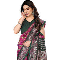 Yashika Women's Printed Kalamkari Art Silk Saree With Tassels and Unstitched Blouse Material (AZ-YS-P3-SUBILA PURPLE JHALAR)