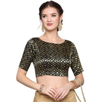 Yashika Women's Polyester 3/4 Sleeve Regular Blouse (BLJ03 Black-L