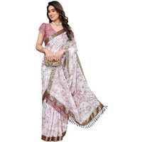 Yashika Women's Printed Georgette Saree With Lace Border and Unstitched Blouse Material (AZ-YS-P2-SANGNA PEACH LACE)