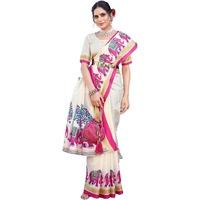 Yashika Women's Art Silk Saree Printed Saree With Unstitched Blouse Material - Suitable For All Indian Occasions and Festivals (AZ-YS-OG-KALAMKARI 11 PINK)