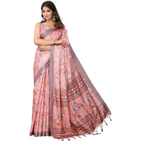 Yashika Women's Digital Print Art Silk Cotton Saree with Tassels and Golden Border - Lightweight and Elegant Ethnic Wear for Festive and Casual Occasions (AZ-YS-P1-PUSHPA 10)
