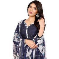 Yashika Women's Printed Dress Material - Unstitched Crepe Fabric Kurti, Pants & Dupatta Set (AZ-YS-P4-ABHILASHA BLUE)