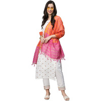 ANNI DESIGNER Women's Cotton Blend Embroidered Straight Kurta with Pant & Dupatta (SILKSI-White_L_White_Large)