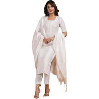 ANNI DESIGNER Women's Rayon Blend Printed Straight Kurta with Pant & Dupatta (Nukad Cream-NW_XL_Cream_X-Large)