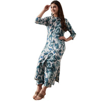 ANNI DESIGNER Women's Cotton Blend Straight Printed Kurta with Palazzo (Yamla Green-NW_XL_Green_X-Large)