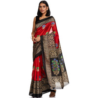 Yashika Women's Plain Art Silk Saree (Sdpl-Pitty Red_Red_Free Size_Red)