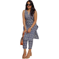 ANNI DESIGNER Women's Rayon Blend Straight Printed Kurta with Pant (Ranopali Blue_XXL_Blue_XX-Large)