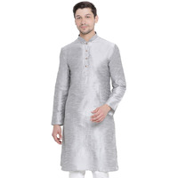 VASTRAMAY Men's Cotton Silk Blend Kurta-New Grey