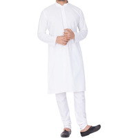 VASTRAMAY Men's White Cotton Blend Kurta and Churidar Pyjama Set & Super Soft, Comfortable Ethnic Wear for Weddings, Parties, Republic Day, and Festive Occasions